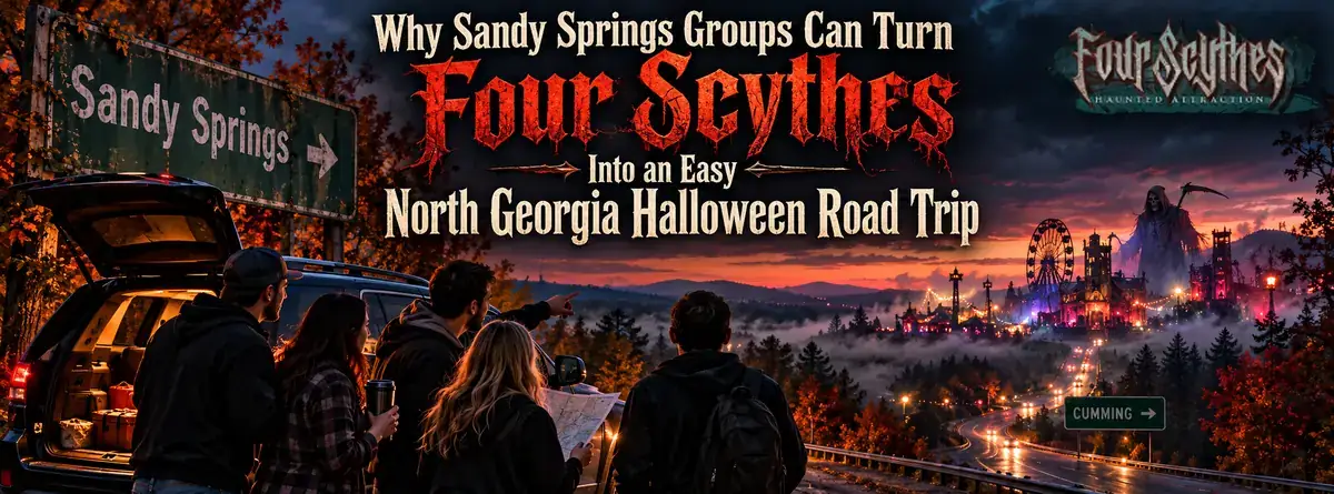 Sandy Springs Group Halloween Road Trip to Four Scythes - Four Scythes Haunted Attraction blog image