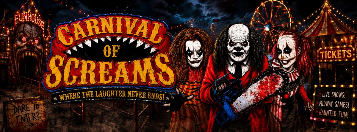 Carnival of Screams clown maze at Four Scythes