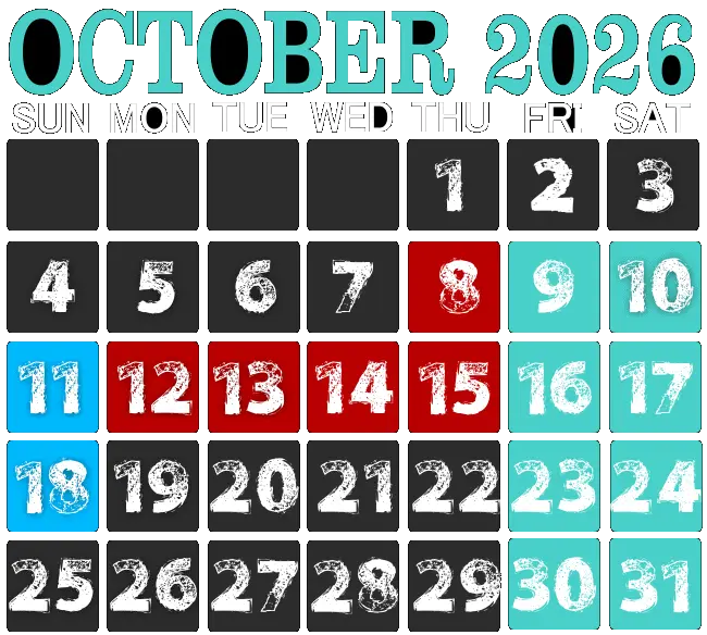 Four Scythes haunted house schedule calendar