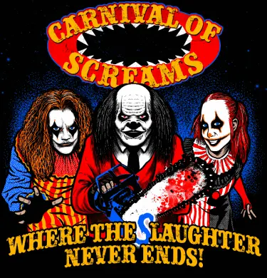 Carnival of Screams circus-themed haunted tent maze logo